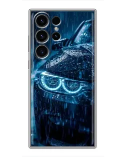 Чехол для Samsung Galaxy S22 Ultra с картинкой «BMW под дождем»
