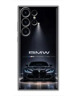 Чехол для Samsung Galaxy S22 Ultra с картинкой «BMW сквозь ночной город»