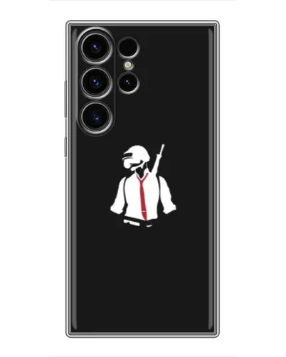 Чехол для Samsung Galaxy S22 Ultra с картинкой «PUBG — силуэт воина»