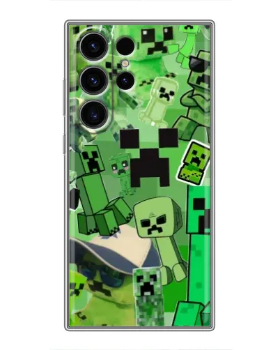 Чехол для Samsung Galaxy S22 Ultra с картинкой «Криперы Minecraft»