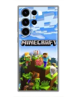 Чехол для Samsung Galaxy S22 Ultra с картинкой «Minecraft классический мир»