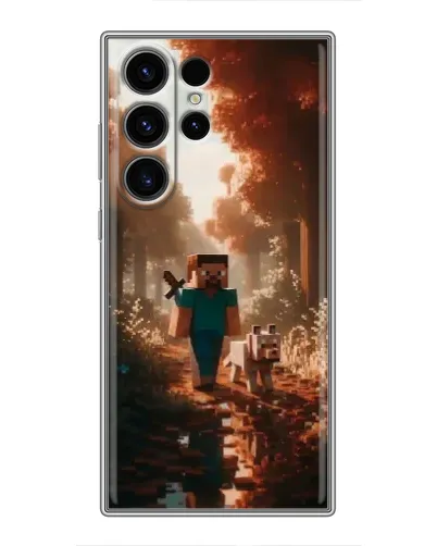 Чехол для Samsung Galaxy S22 Ultra с картинкой «Стив в лесу»