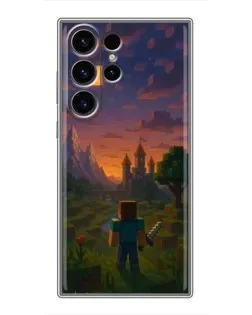 Чехол для Samsung Galaxy S22 Ultra с картинкой «Стив у башни»