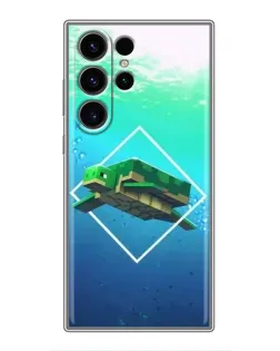 Чохол для Samsung Galaxy S22 Ultra з картинкою «Черепаха Minecraft»
