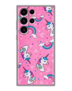 Чехол для Samsung Galaxy S22 Ultra с картинкой «Unicorn паттерн розовый»