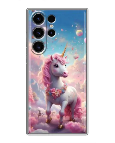 Чехол для Samsung Galaxy S22 Ultra с картинкой «Единорог среди облаков»