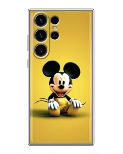 Чехол для Samsung Galaxy S22 Ultra с картинкой «Микки на желтом»