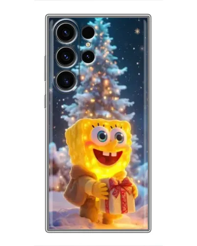 Чехол для Samsung Galaxy S22 Ultra с картинкой «Рождественский Спанч Боб»