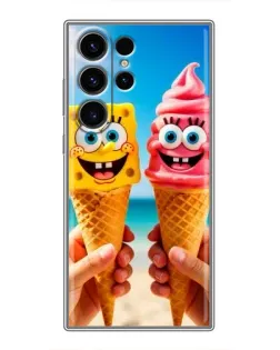 Чехол для Samsung Galaxy S22 Ultra с картинкой «Спанч Боб мороженое»