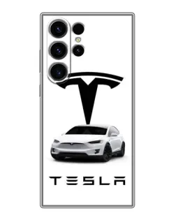 Чехол для Samsung Galaxy S22 Ultra с картинкой «Tesla White Style»