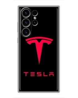 Чехол для Samsung Galaxy S22 Ultra с картинкой «Tesla Red Logo»