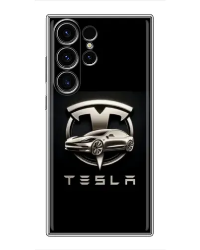 Чехол для Samsung Galaxy S22 Ultra с картинкой «Tesla — серебристое авто» Чехол для Samsung Galaxy S22 Ultra с картинкой «Tesla — серебристое авто»