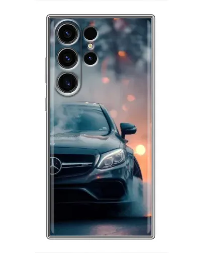 Чехол для Samsung Galaxy S22 Ultra с картинкой «Mercedes — ночной город»