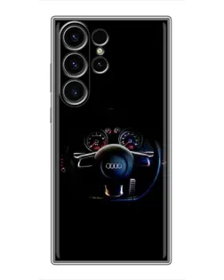 Чехол для Samsung Galaxy S22 Ultra с картинкой «Салон Audi — руль»