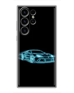 Чехол для Samsung Galaxy S22 Ultra с картинкой «Неоновый контур Lamborghini»