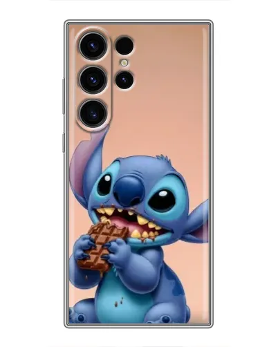 Чехол для Samsung Galaxy S22 Ultra с картинкой «Стич ест шоколад»