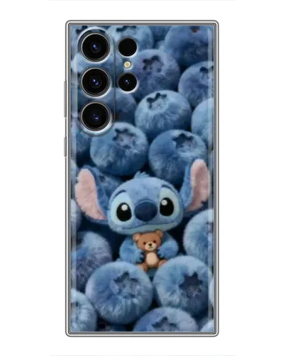 Чехол для Samsung Galaxy S22 Ultra с картинкой «Стич и голубика»