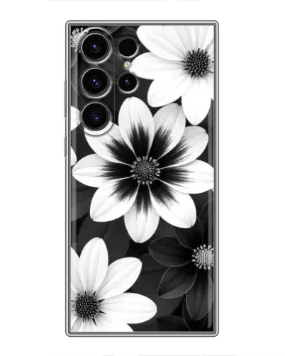 Чехол для Samsung Galaxy S22 Ultra с картинкой «Монохромные астры»