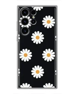 Чехол для Samsung Galaxy S22 Ultra с картинкой «Ромашки на черном»