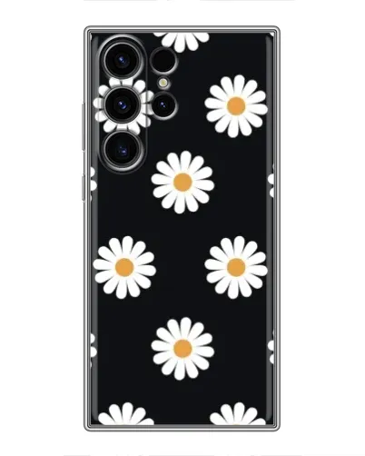 Чехол для Samsung Galaxy S22 Ultra с картинкой «Ромашки на черном»