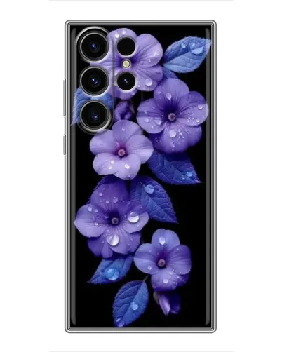 Чехол для Samsung Galaxy S22 Ultra с картинкой «Фиолетовые цветы с росою»