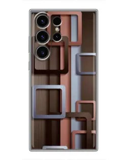 Чехол для Samsung Galaxy S22 Ultra с картинкой «Коричневые объемные квадраты»