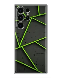 Чехол для Samsung Galaxy S22 Ultra с картинкой «Зеленые геометрические линии»