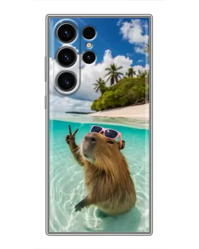 Чехол для Samsung Galaxy S22 Ultra с картинкой «Капибара на море»