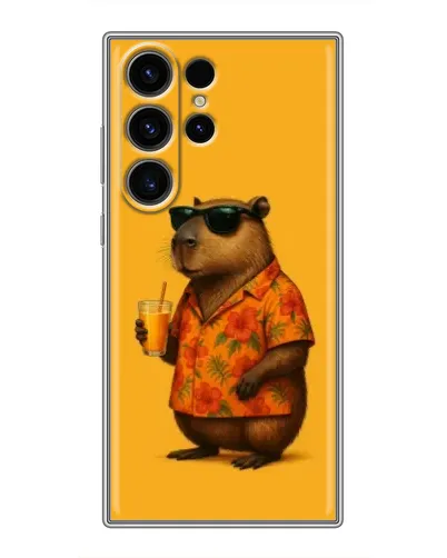 Чехол для Samsung Galaxy S22 Ultra с картинкой «Капибара на отдыхе»