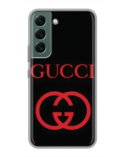 Чехол для Samsung Galaxy S22 с картинкой «Gucci — красный логотип»