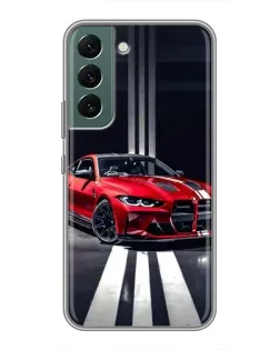 Чехол для Samsung Galaxy S22 с картинкой «Красная BMW на дороге»