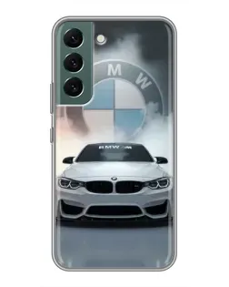 Чехол для Samsung Galaxy S22 с картинкой «BMW в белом дыму»