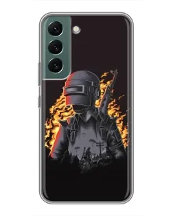 Чехол для Samsung Galaxy S22 с картинкой «PUBG — огненный силуэт»