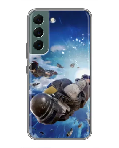 Чехол для Samsung Galaxy S22 с картинкой «Десант PUBG — прыжок»