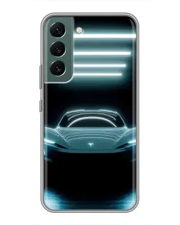 Чохол для Samsung Galaxy S22 з картинкою «Tesla в неоні»
