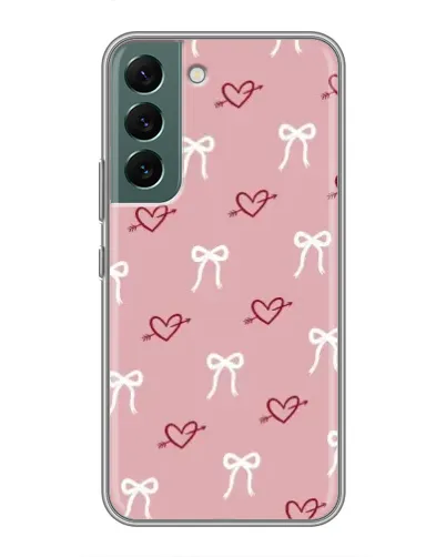 Чехол для Samsung Galaxy S22 с картинкой «Сердца и банты» Чехол для Samsung Galaxy S22 с картинкой «Сердца и банты»