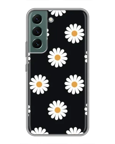 Чехол для Samsung Galaxy S22 с картинкой «Ромашки на черном»