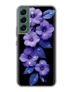 Чохол для Samsung Galaxy S22 з картинкою «Фіолетові квіти з росою»