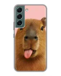 Чехол для Samsung Galaxy S22 с картинкой «Капибара с языком»