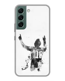 Чохол для Samsung Galaxy S22 з картинкою «Чорно-білий силует Мессі»