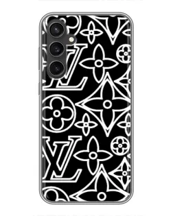 Чехол для Samsung Galaxy S23 FE с картинкой «Черно-белый узор LV»