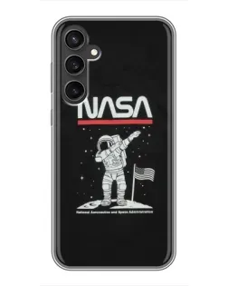Чехол для Samsung Galaxy S23 FE с картинкой «NASA — шагаем по Луне»