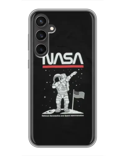 Чехол для Samsung Galaxy S23 FE с картинкой «NASA — шагаем по Луне»
