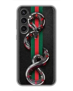 Чехол для Samsung Galaxy S23 FE с картинкой «Gucci — змея на полосе»