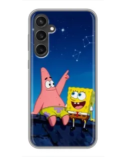 Чехол для Samsung Galaxy S23 FE с картинкой «Губка Боб и Патрик ночью»