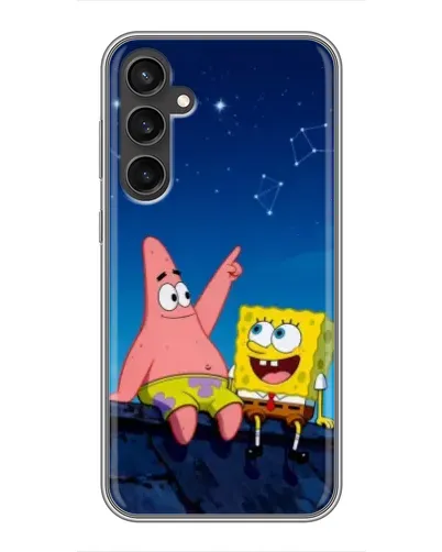 Чехол для Samsung Galaxy S23 FE с картинкой «Губка Боб и Патрик ночью»