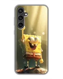 Чехол для Samsung Galaxy S23 FE с картинкой «Сияющий Спанч Боб»