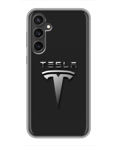 Чехол для Samsung Galaxy S23 FE с картинкой «Стальной логотип Tesla» Чехол для Samsung Galaxy S23 FE с картинкой «Стальной логотип Tesla»