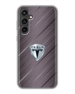 Чехол для Samsung Galaxy S23 FE с картинкой «Металлическая текстура Tesla»