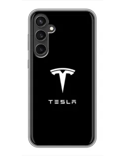 Чехол для Samsung Galaxy S23 FE с картинкой «Tesla White Logo»